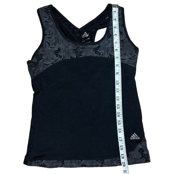 Adidas Black Floral/Damask Print Racerback Performance Tank Top Size M - Picture 4 of 7